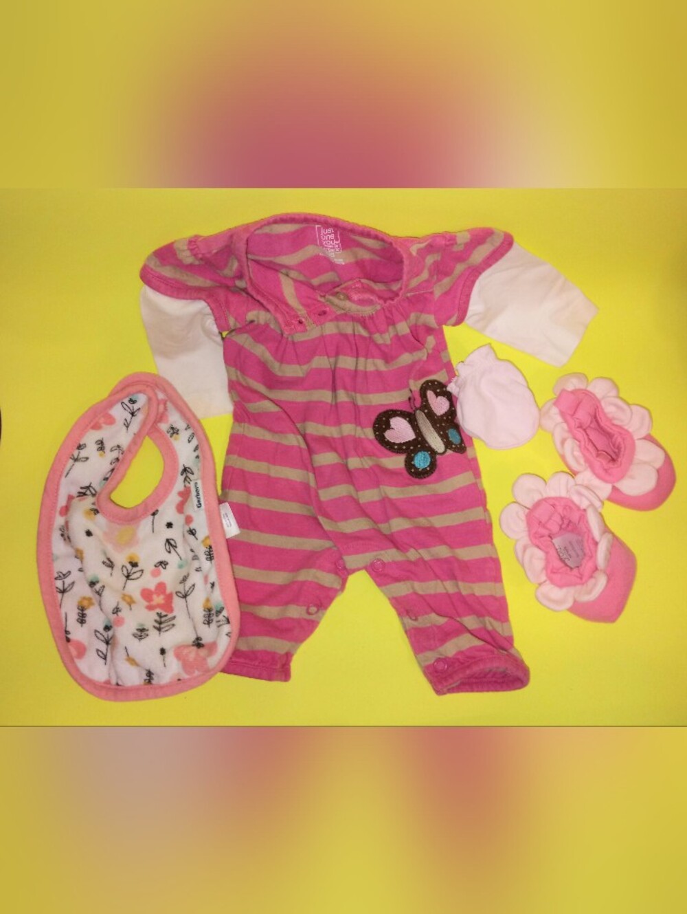 Baby girl pink newborn Outfit  bundle with booties